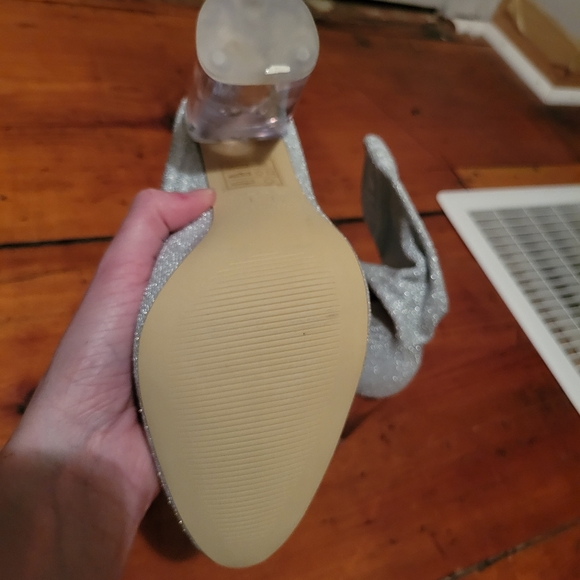 Aldo Silver Lovelyy Fabric Pull On Clear Heel Boot - Picture 8 of 10